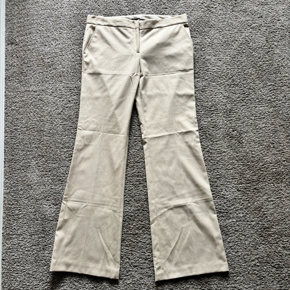 Y2K Mid-Rise Wide Leg Cream & White Wool Blend BCBG Pant